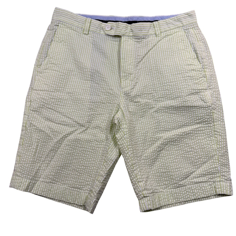 Brooks Brothers Shorts Mens 33 Green Seersucker Striped Cotton Casual 92879026